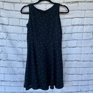Preowned EUC Jones New York Sleeveless Navy & Green Polka Dot Dress Sz 6 Petite